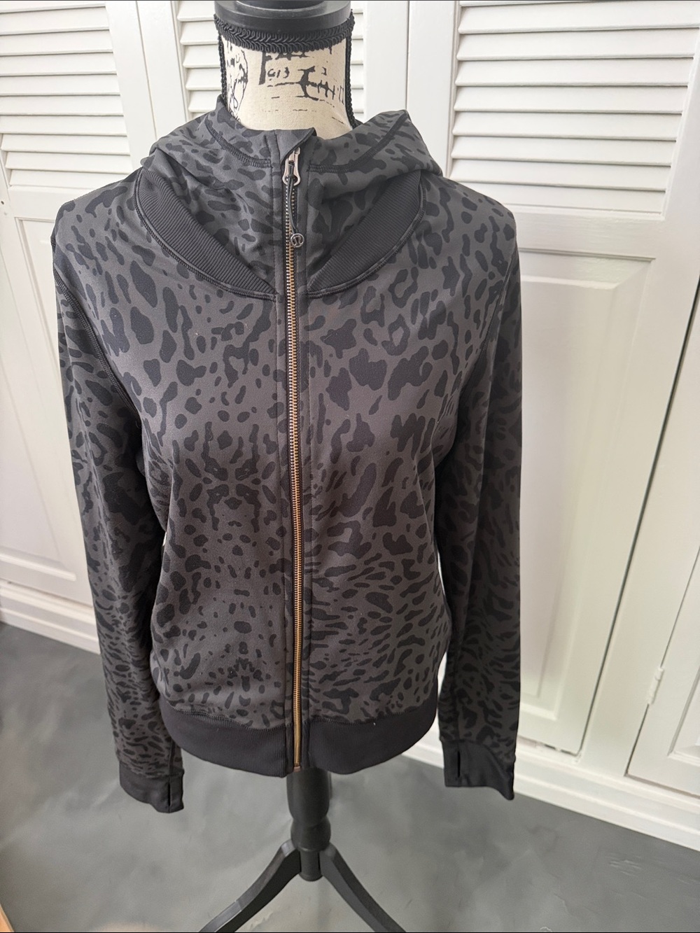 Lululemon Gray Leopard Print Zip Hoodie Jacket